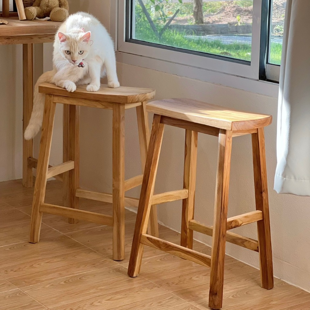 เก้าอี้สตูลสูง 60 CM เก้าอี้ไม้สัก  เก้าอี้สตูล สตูล เก้าอี้ - รูปที่ 5