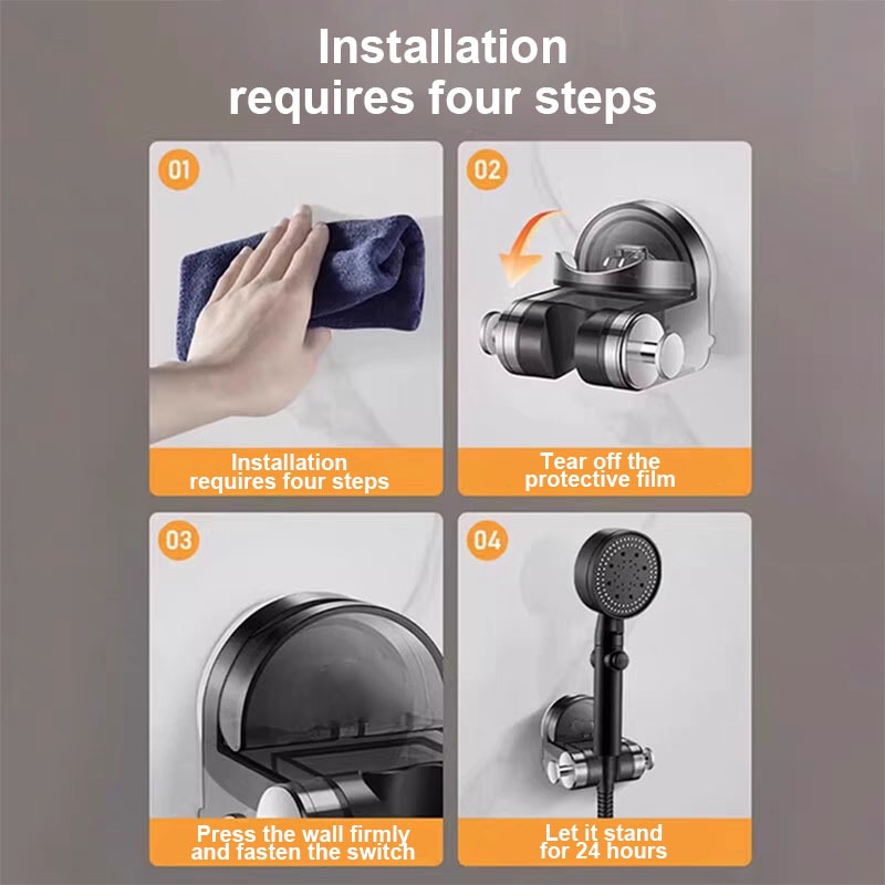 🏠 ที่แขวนฝักบัวสุญญากาศ ขาตั้งฝักบัวอาบน้ํา ชุบเงิน พร้อมที่ดูด ไม่ต้องเจาะ ไม่ทำลายผิวผนัง - รูปที่ 5