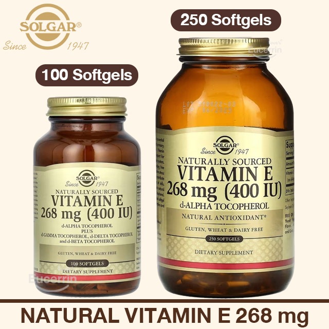 พร้อมส่ง!! Solgar, Naturally Sourced Vitamin E, 268 mg (400 IU), 250 Softgels วิตามินอี