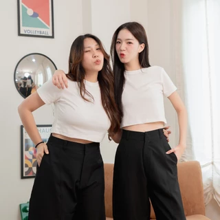 Bibi_SP086 เสื้อ Baby Tee คอตตอน 100% ปักโลโก้ ใส่สบาย แมทช์ง่าย แมทช์ได้ทั้งเอวสูง/ต่ำ