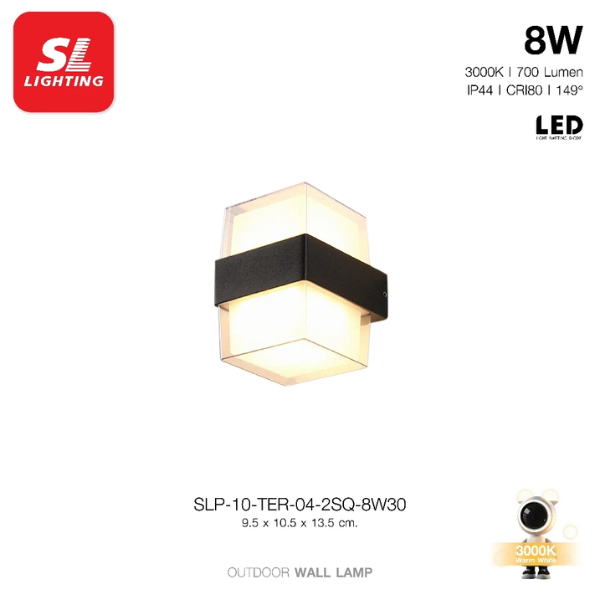 SL LIGHTING Outer Space โคมไฟติดผนังภายนอก LED 8W 3000K วัสดุ ABS รุ่น 10-TER-8W30 (กลม,เหลี่ยม) - รูปที่ 4