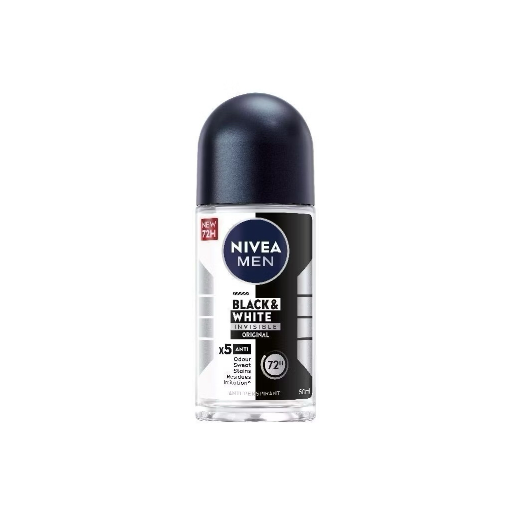Nivea นีเวีย เมน โรลออน แบล็ค แอนด์ ไวท์ อินวิซิเบิ้ล โรลออนผู้ชาย โรลออนไม่ทิ้งคราบ 50มล.