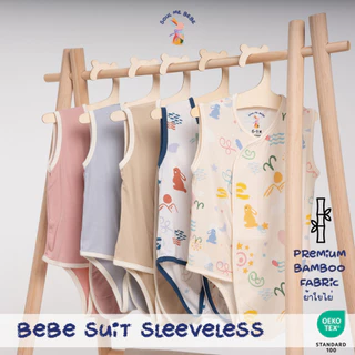 Soul me bebe/Premium Bamboo ผ้าดูด มี0-12m เด็กอ่อนแขนกุด Bebesuit Sleevelessใยไผ่สุดนิ่มลดอับชื้น