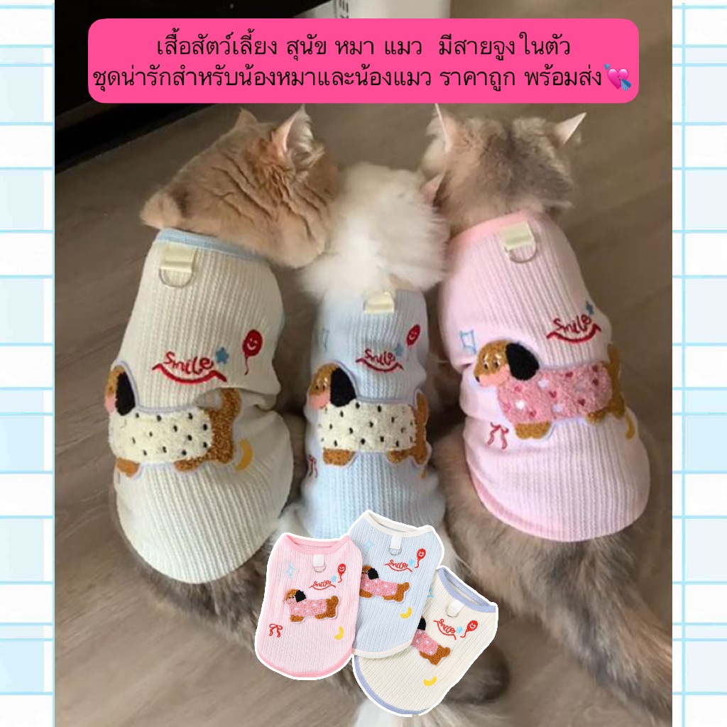 PP-740 เสื้อสัตว์เลี้ยง สุนัข หมา แมว  มีสายจูงในตัว ชุดน่ารักสำหรับน้องหมาและน้องแมว ราคาถูก พร้อมส่ง💘