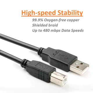 1.5/3/5M สายเคเบิลเครื่องพิมพ์ USB 2.0 สายชาร์จข้อมูล PVC สำหรับกล้อง สแกนเนอร์ ประเภทเครื่องพิมพ์