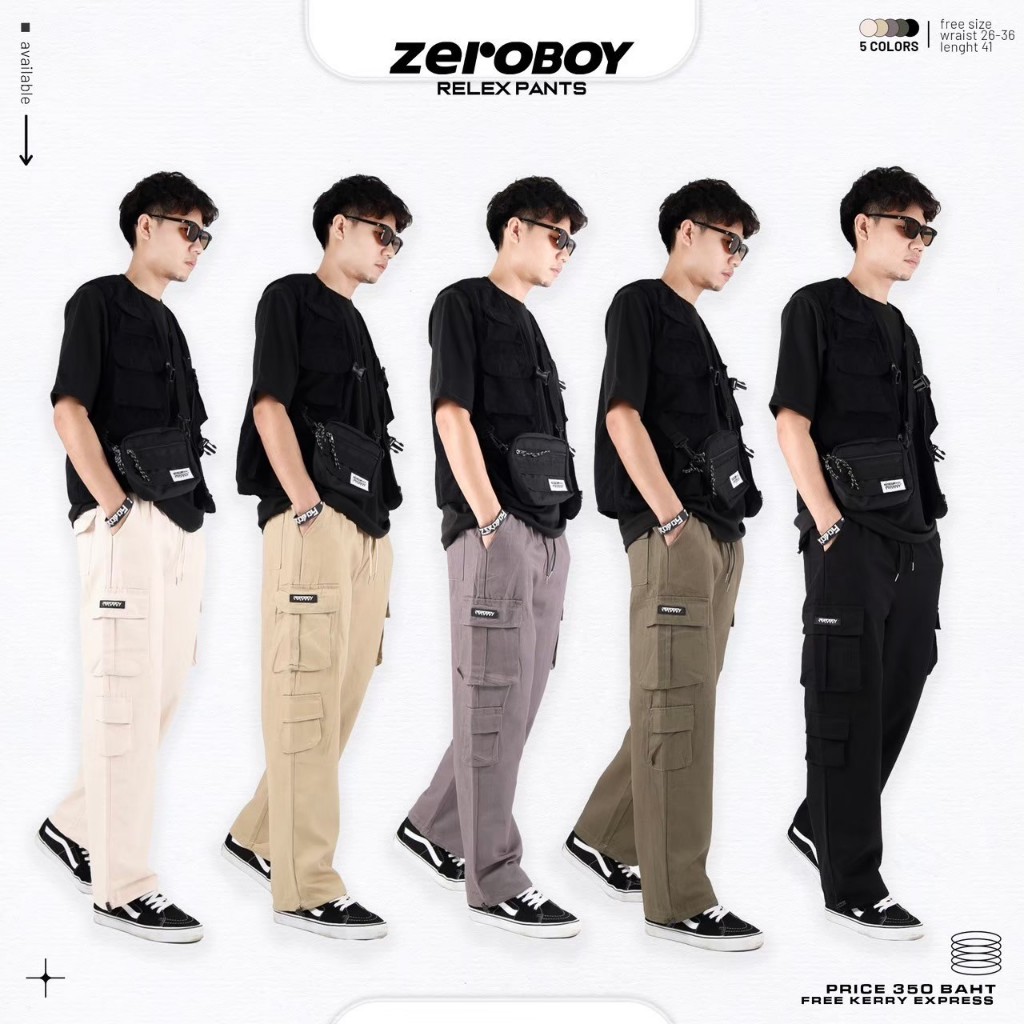 ZEROBOY- RELEX PANTS “ กางเกงวินเทจขายาวเอวยางยืด 5 สี “