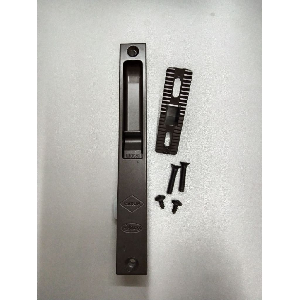 พร้อมส่ง มือจับล็อค/มือจับประตูอะลูมิเนียมบานเลื่อน Cekon สีชายาว 18 ซม.