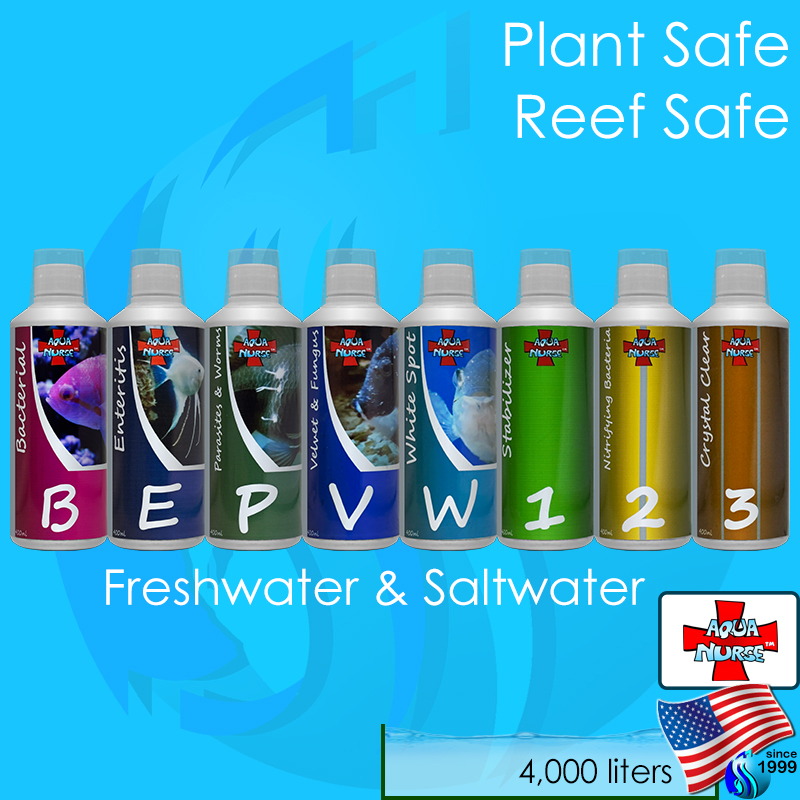 AquaNurse 1 2 3 B E P V W Stabilizer Nitrifying Bacteria Crystal Clear น้ำยาปรับสภาพน้ำในตู้ปลา ทำน้ำใส กำจัดคลอรีน