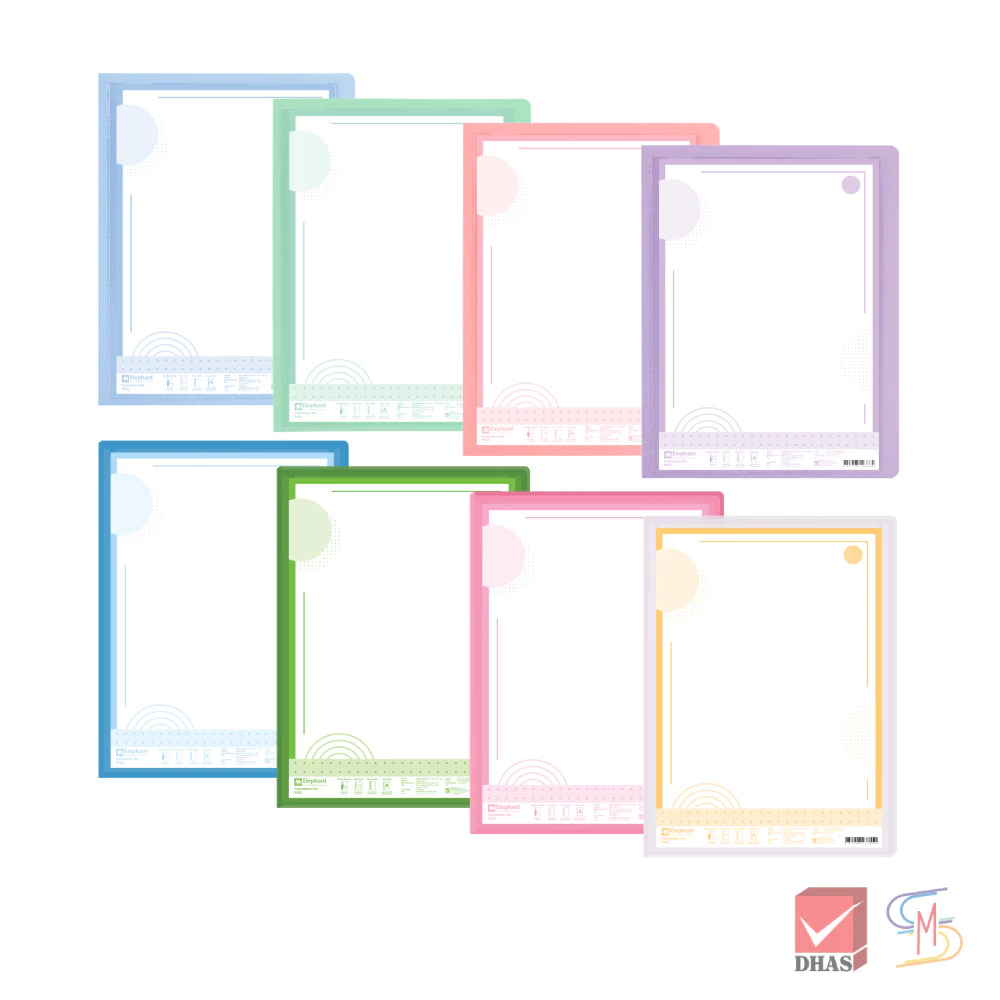 Elephant ตราช้าง แฟ้ม แฟ้มใส่เอกสาร PF01 A4 สีพาสเทล จำนวน 1 แฟ้ม