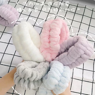ที่คาดผม🎀💕Hairband สําหรับอาบน้ํา แถบคาดศีรษะสปาผ้านุ่มพิเศษความยืดหยุ่นดี Vibrant สี Flannel ผู้หญิงแต่งหน้า