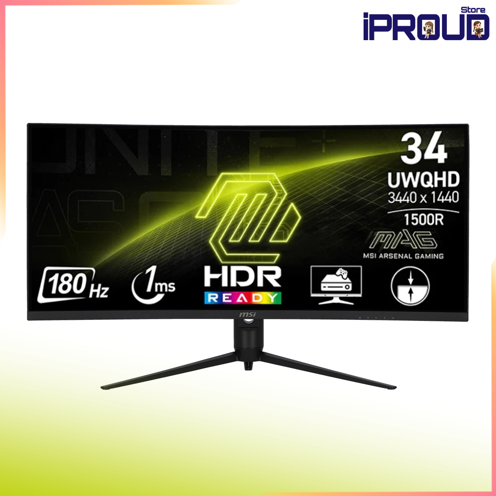 MONITOR (เกมส์มิ่งมอนิเตอร์) MSI MAG 342CQR E2 - 34 INCH VA 2K 180Hz AMD FREESYNC PREMIUM CURVED