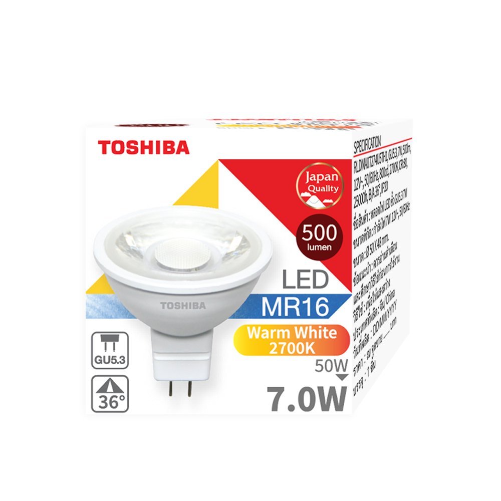 Toshiba LED MR16 12V 7W 2700K 24D / 36D GU5.3