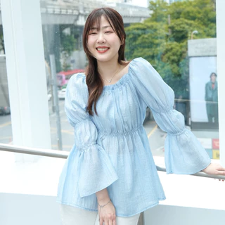 Bella top✨ Chakiya.store❣️เสื้อคอเหลี่ยม แขนยาวจั้มพองๆ สวยหรูสุดๆ✨(สีขาวแนะนำใส่ซับใน)