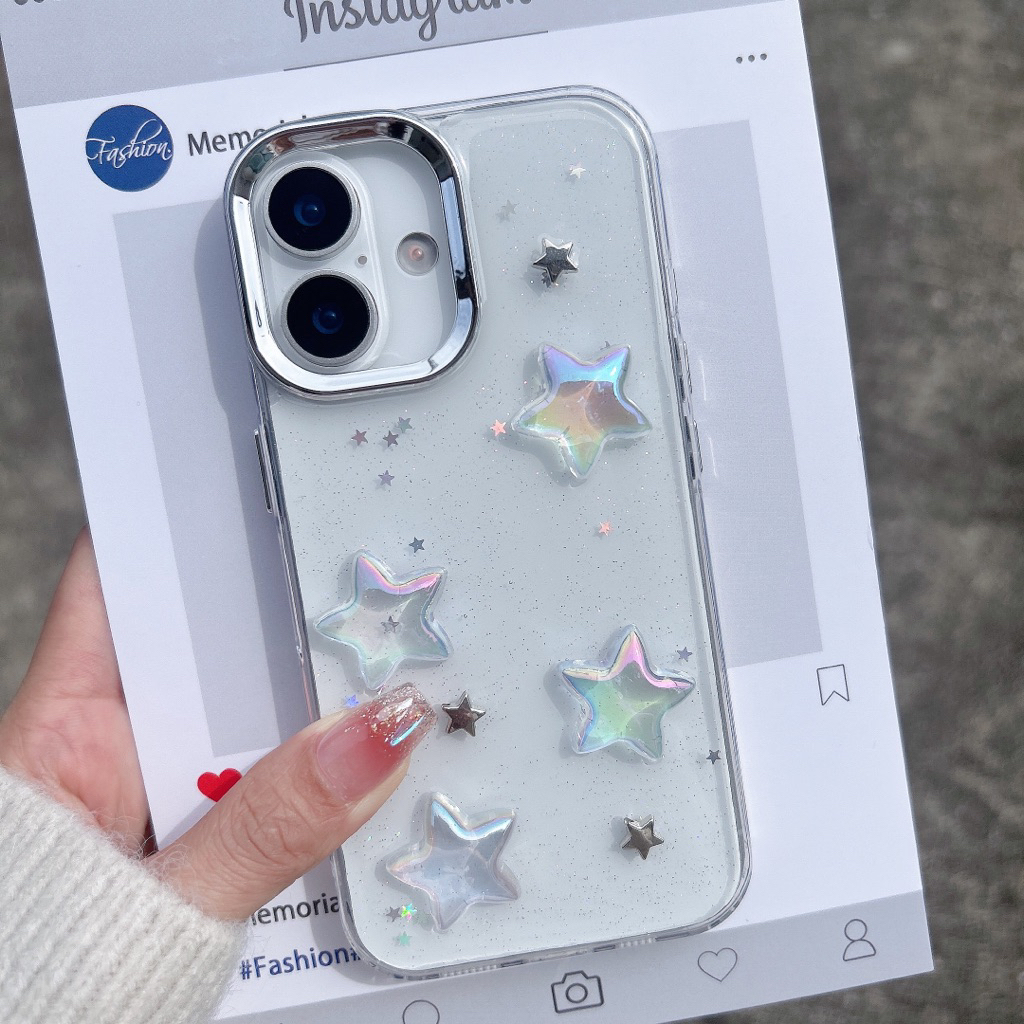 ส่งจากไทย เคสใส ลายดาว  งานกล่อง รุ่น  i11 12 promax i13 promax i14 promax 14plus i15 15promax i16 promax 16plus