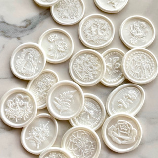 (สีขาวมุก) ตราประทับครั่งสำเร็จรูปพร้อมใช้ ตกแต่งการ์ด ตกแต่…