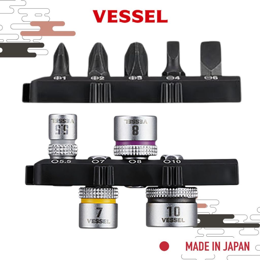 VESSEL ชุดดอกไขควงหรือชุดลูกบ๊อกสั้นพิเศษ พร้อมรางเก็บ NoTD-BS21 /TD-BS22 / TD-BS23 / TD-BS24