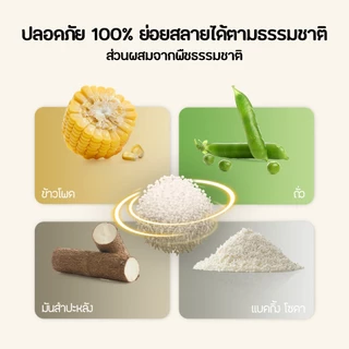 PETKIT Natural Cat Litter ทรายแมวผสมเต้าหู้และมันสำปะหลัง จับตัวเป็นก้อนได้ดีเยี่ยม ส่วนผสมจากธรรมชาติ 100% ปราศจากฝุ่น
