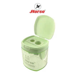 Horse ตราม้า กบเหลาดินสอ 2 รู พลาสติก H-860 ตราม้า แบบมีฝาปิด คละสี จำนวน 1 ตัว