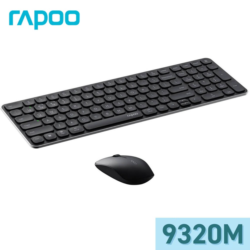 KEYBOARD & MOUSE (คีย์บอร์ดและเมาส์ไร้สาย) RAPOO 9320M MULTI-MODE (BLACK) (9320M-BK)