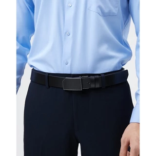 DAPPER เข็มขัดหนังแท้ Snip Corner Plaque Buckle Belt แบบใส่ได้ 2 ด้าน สีดำ (BBC/BK/1287PG4)