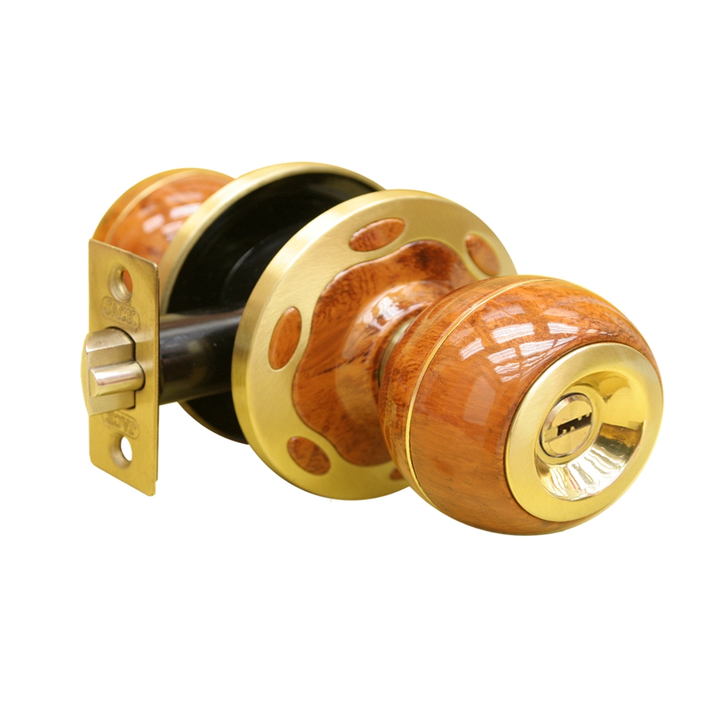 ลูกบิดJACK รุ่น9572 (สีลายไม้,สีสแตนเลส) ทรงกลมแป้น