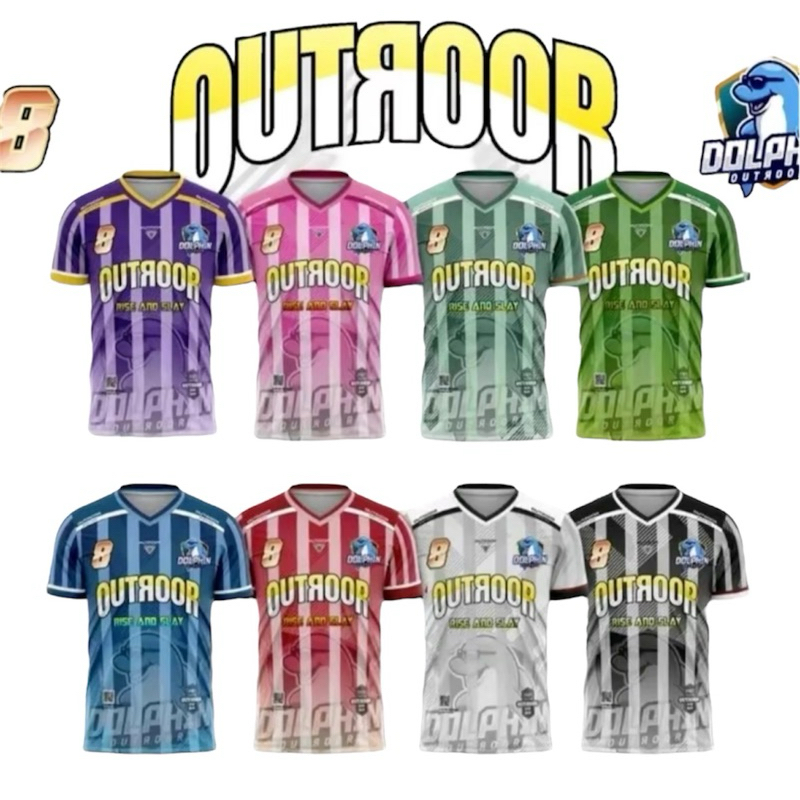 เสื้อยืด คอวี แขนสั้น โลมา Outdoor เบอร์ด้านหลัง ผ้า โพลีเอสเตอร์ ใส่สบาย ฟุตบอล ทีม วิ่ง กีฬา sport ชายหาด ชาย หญิง