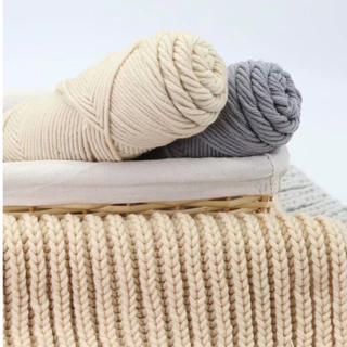 ไหมพรมคอตตอนนม ขนาด100กรัม 8ply milk cotton yarn พร้อมส่งจากไทย