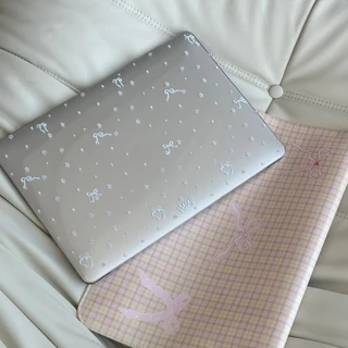 Shesell พร้อมส่ง✨เคส macbook(Crystal)ริบบิ้นสีขาว Air13 Neo13 A3240 Pro13 เคสสำหรับแมคบุ๊คใส A2338