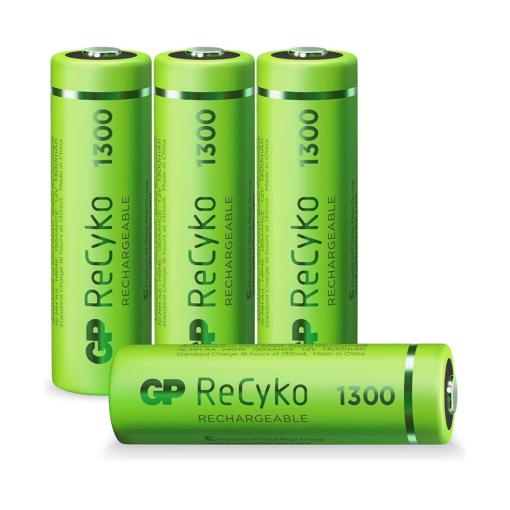 GP Rechargeable Battery ReCyko AA 1300mAh ถ่านชาร์จ (Pack-2,Pack-4) ของแท้