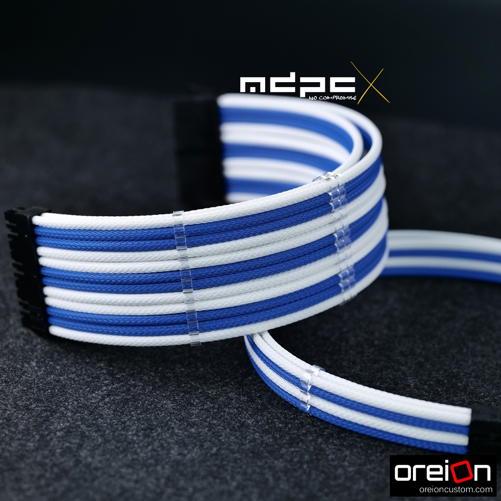 สายถักแต่งคอม สีขาวน้ำเงิน Extensions Sleeved PC Cable [ขาว-น้ำเงิน][MDPC-X]
