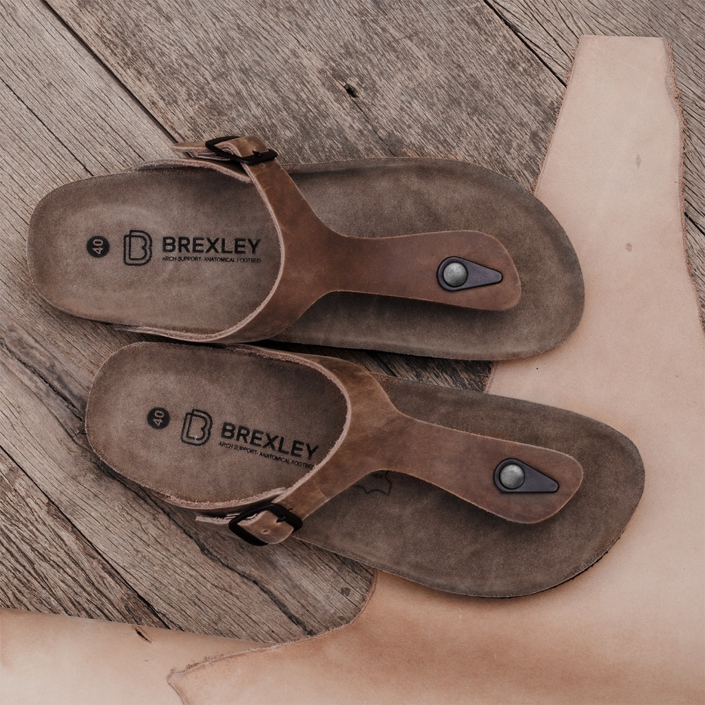BREXLEY รองเท้าแตะเพื่อสุขภาพ รองรับฝ่าเท้า หนังแท้100% รุ่น ZoeMAN