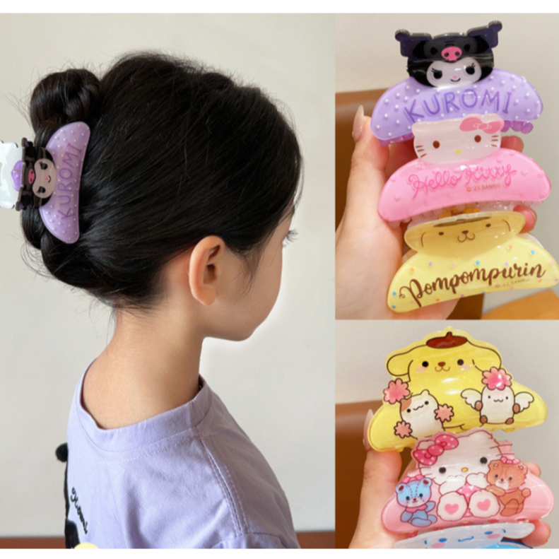 SANRIO กิ๊บติดผมสาว กิ๊บหนีบผมลายการ์ตูน งานอะคริลิค ซานริโอ เคลือบดี ขนาด7.5 - 8 ซม. หนีบผมได้ประมาณครึ่งหัว