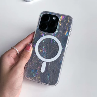 [i17]พร้อมส่ง🧊 T5S192 เคสน้ำแข็งกากเพชรชาร์จไร้สาย Rainbow Glitter Ice เคสแม่เหล็ก ✨เคสไอโฟน for iphone11-17air,17Promax
