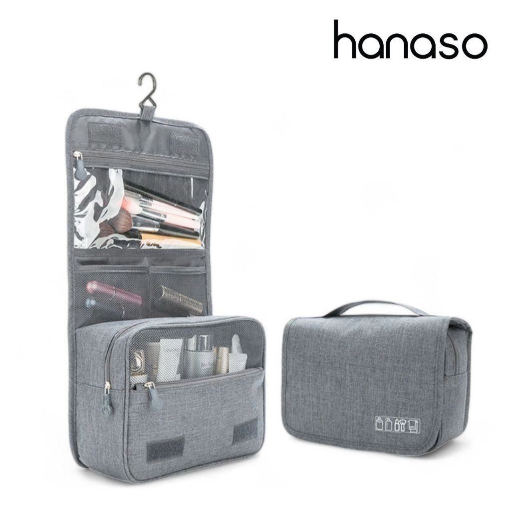 ซื้อ Hanaso กระเป๋าอาบน้ำ เดินทาง กระเป๋าพกพา พับได้ แขวนผนังได้ กระเป๋าใส่เครื่องอาบน้ำ อุปกรณ์อาบน้ำ wash bag