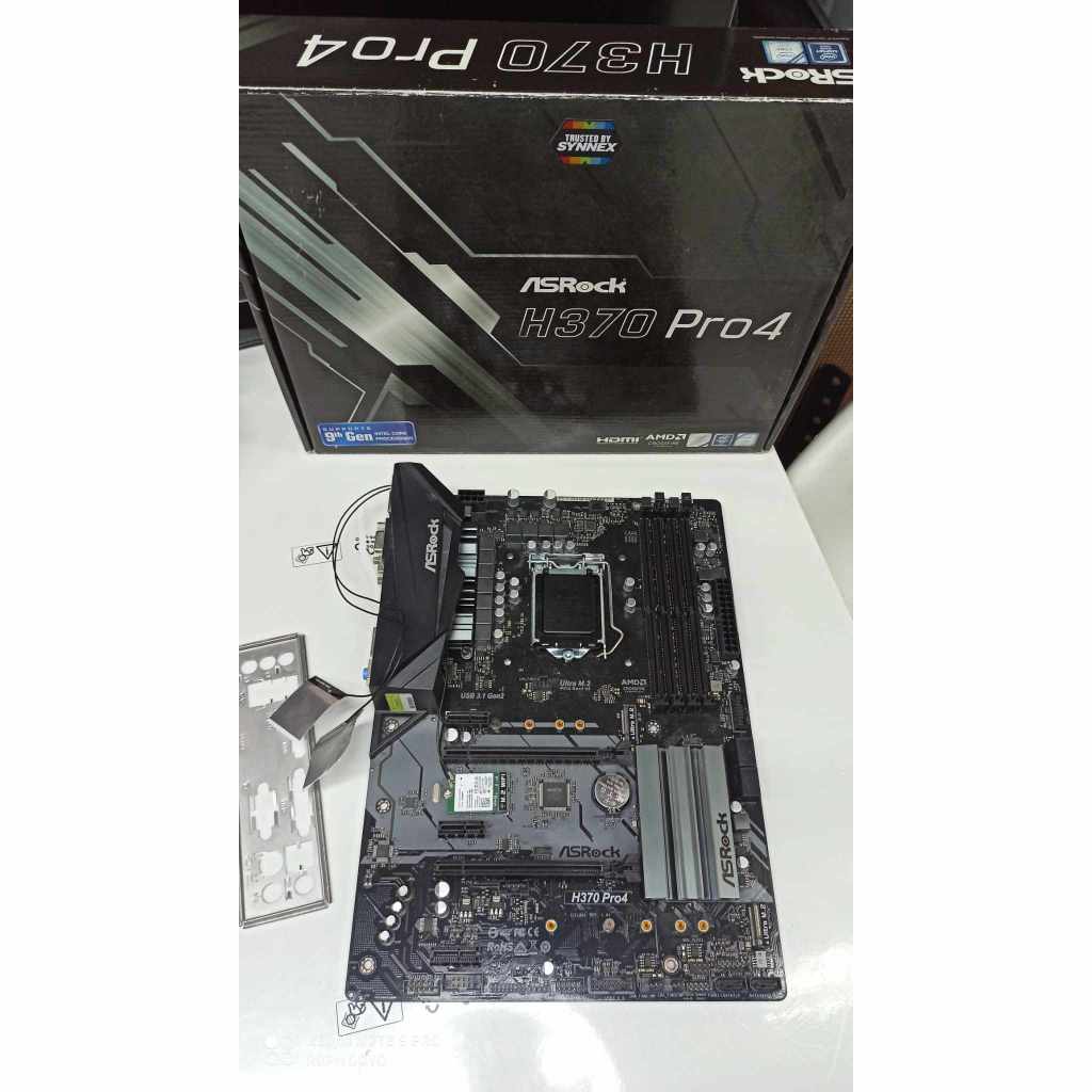 MAINBOARD 1151 ASROCK H370 PRO4+wifi 1151v.2 gen8-9 อุปกรณ์ครบกล่อง พร้อมใช้งาน ราคาประหยัด