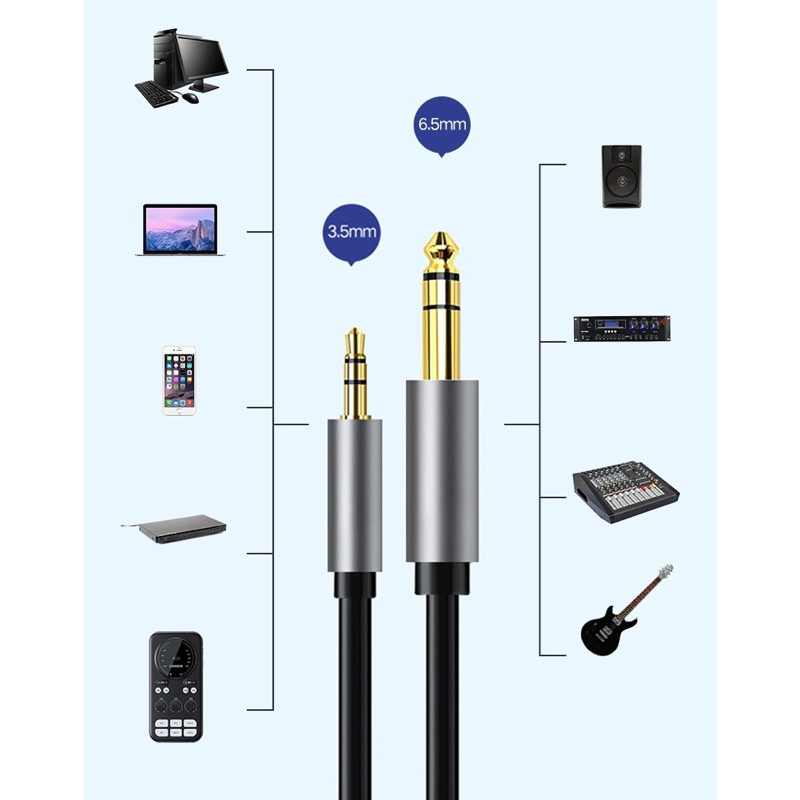 สาย ออดิโอสเตอริโอ 3.5mm ถึง 6.5mm สาย3.5mm To 6.5mm Audio