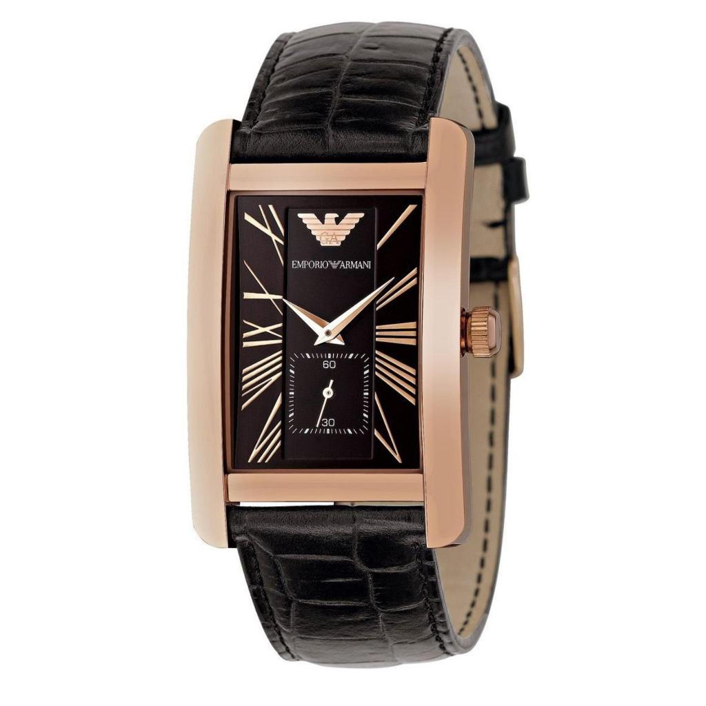 F.A Original Emporio Armani นาฬิกาพร้อมส่งไคะAR0169 เข็มขัดหนังสีดำหน้าปัดสีโรสโกลด์ ขนาด 28MM