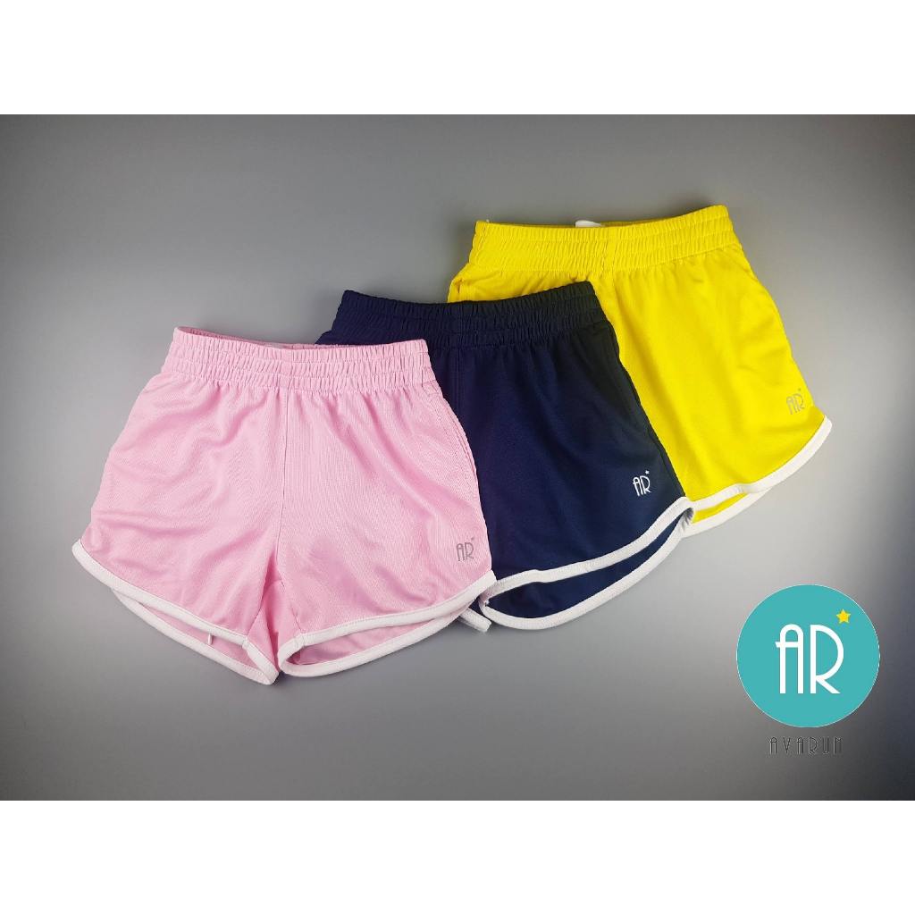 (งานไทย) กางเกงกีฬาเด็กขาสั้น AVARUN สีชมพู สีกรมท่า สีเหลือง ผ้านุ่มสบายผิวมาก