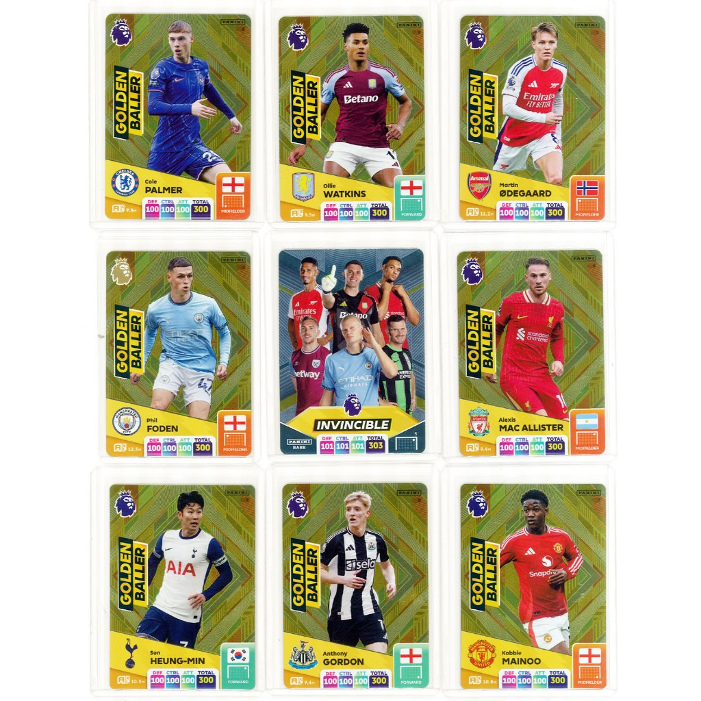 New 2025 การ์ดฟุตบอล Panini Premier League 2024/25 Adrenalyn XL : Golden Baller ,Invinsible