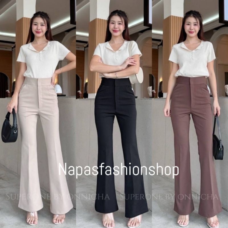 🛍️New collection🌈(S-3XL)กางเกงขาม้า 2 ตะขอ ผ้าโรเชฟพรีเมี่ยม มีกระเป๋า 2 ข้าง ผ้าหนา ทรงสวย