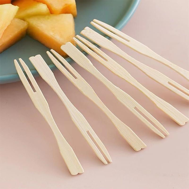 ส้อมขนม ส้อมจิ้มผลไม้ แท่งไม้ไผ่ผลไม้ (แพ็ค100ชิ้น)