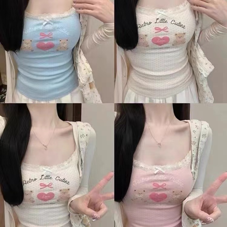 (749#) Fittiger ครอปกล้าม เสื้อครอป เสื้อกล้าม เสื้อสายเดี่ยวสไตย์น่ารัก มีฟองน้ำในตัว ผ้านิ่มยืดเยอะ NY206
