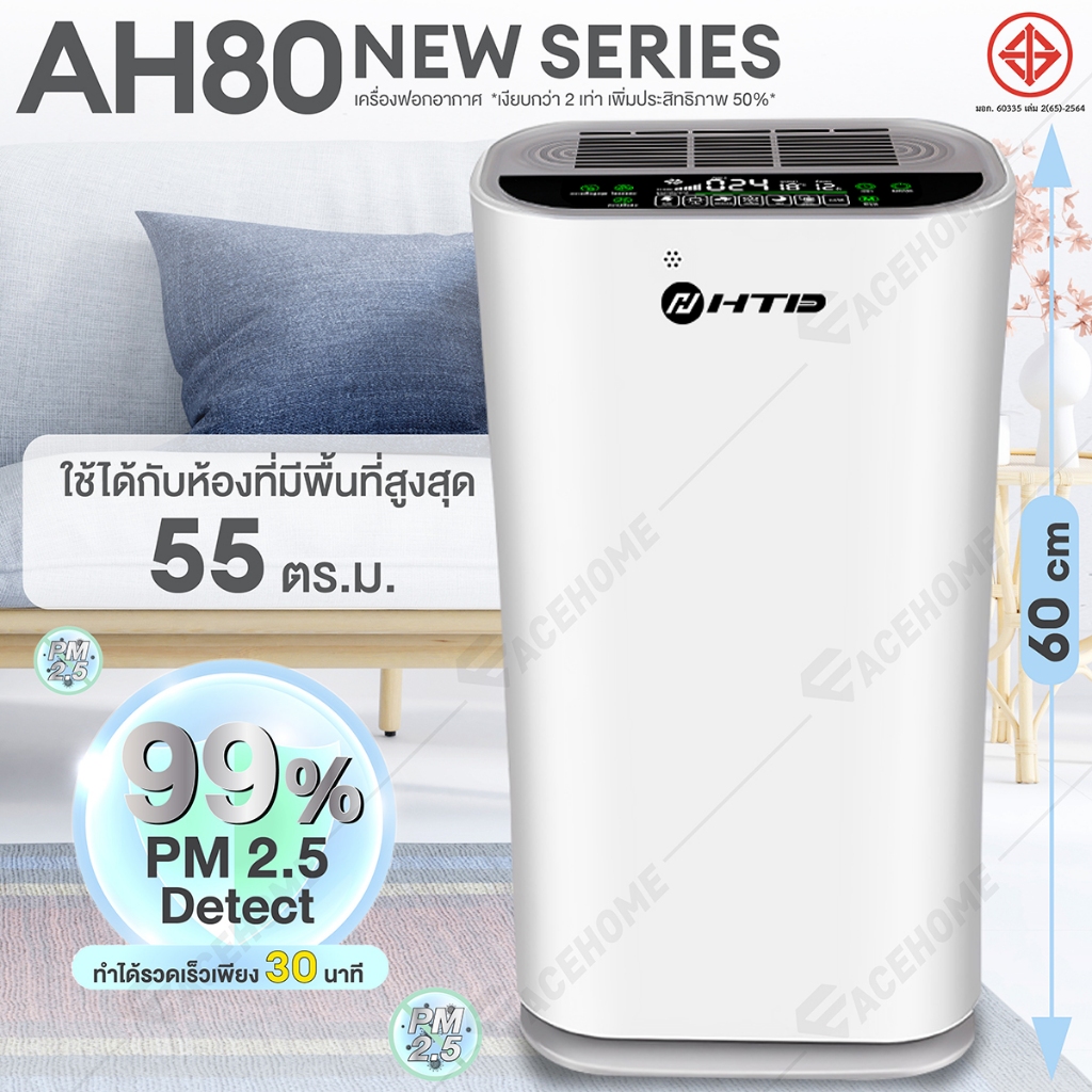 *ฟรี !! แผ่นกรองในเครื่อง* เครื่องฟอกอากาศ Air Purifier เครื่องฟอก HTD มอก.รับรอง กรองฝุ่น PM2.5