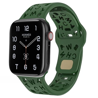 สายซิลิโคนลายตัวอักษร เหมาะสำหรับ iwatch S11/10 9 8 7 6se 5 4 3 2 1สายกันน้ำและระบายอากาศUltra 49/46/45/44/42/41/40/38mm