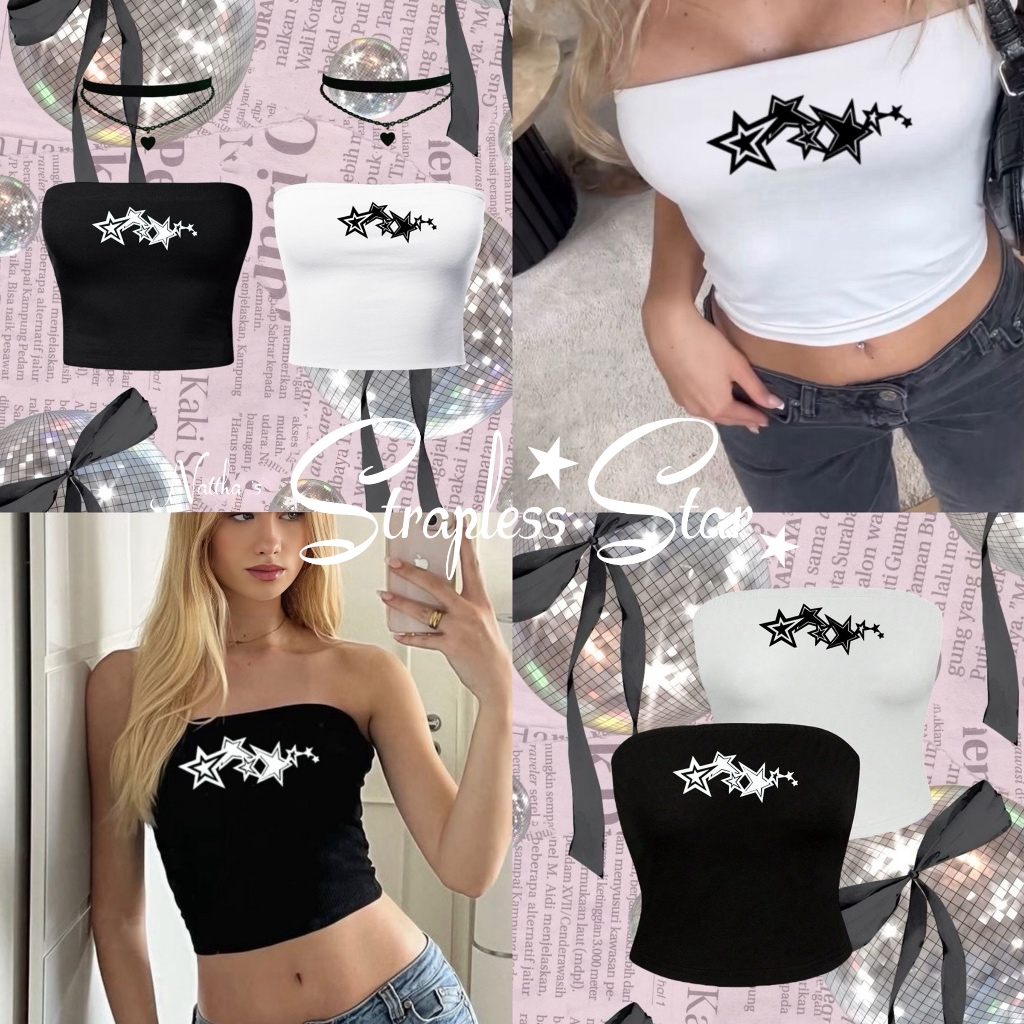 เกาะอกสกรีนดาว Y2K รุ่น strapless star