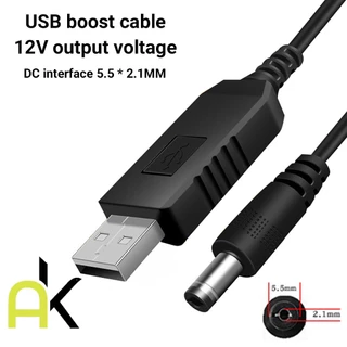 AK สายชาร์จ USB To DC 5.5มม. สายแปลง USB 5V to 12V 9V DC Step-Up Jack 5.5x2.1mm ใช้สำหรับจ่ายไฟจากเพาเวอร์แบงค์เข้าอุปกร