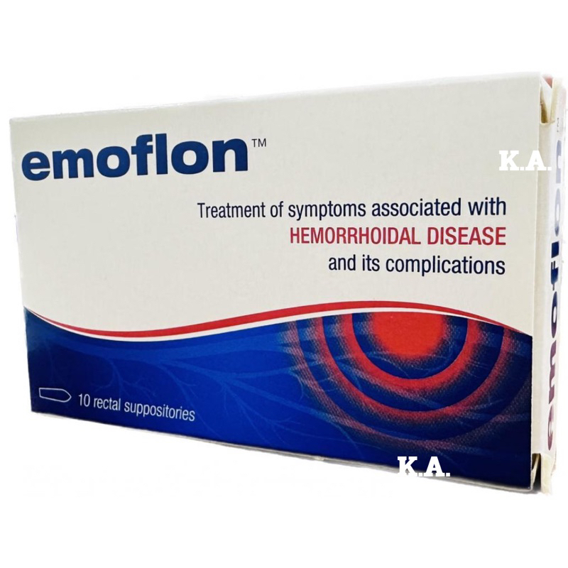 Emoflon อีโมฟลอน ชนิดเหน็บทวาร 10 ชิ้น [1 กล่อง] Emoflon 10 Rectal Suppositories (1266)
