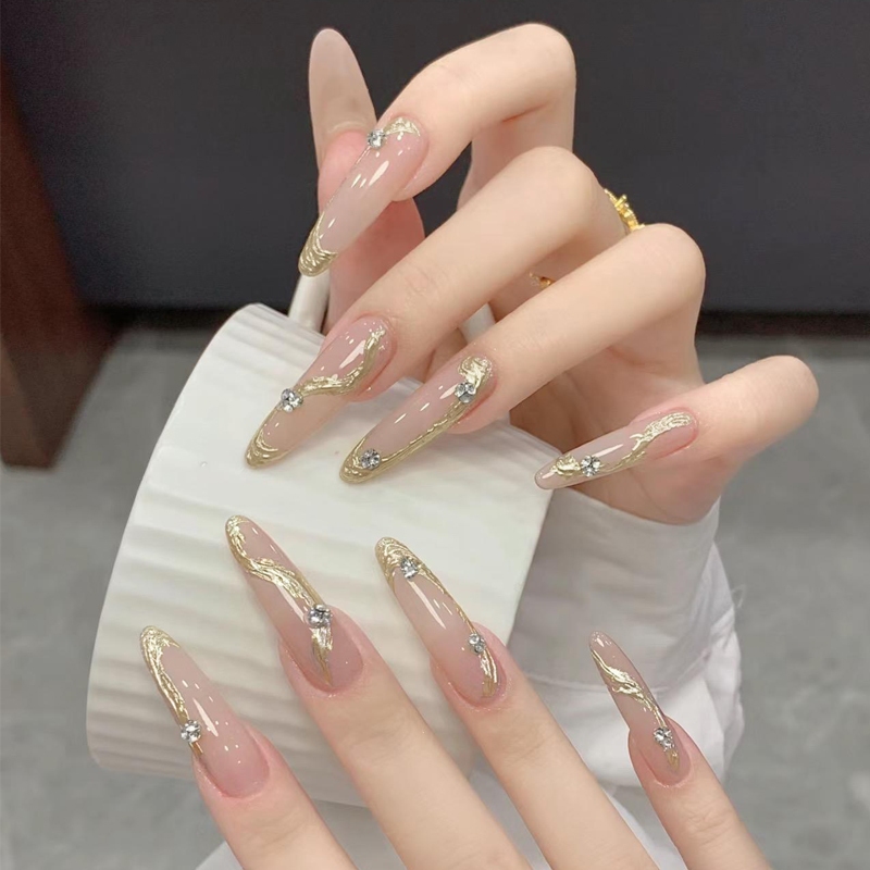 จัดส่งวันนี้  DD279  เล็บปลอมสำเร็จรูป เล็บปลอมยาว กันน้ำ หลากหลายสไตล์ กล่องละ 24 ชิ้น✅วิธีติดเล็บปล