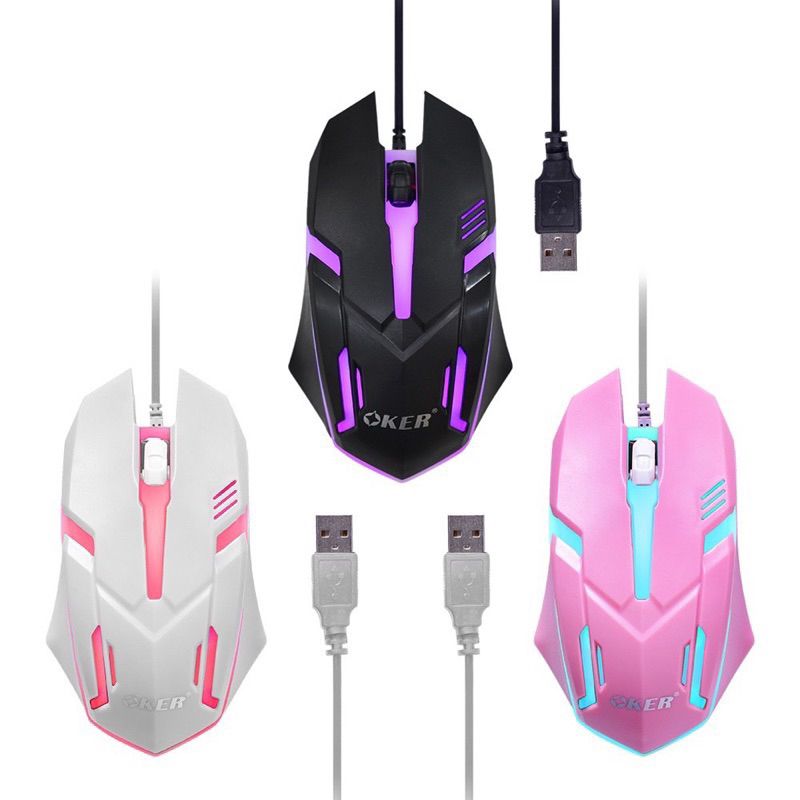เมาส์มีไฟ OKER รุ่น OP-167 WIRED LED MOUSE เปลี่ยนสีได้ 7 สี