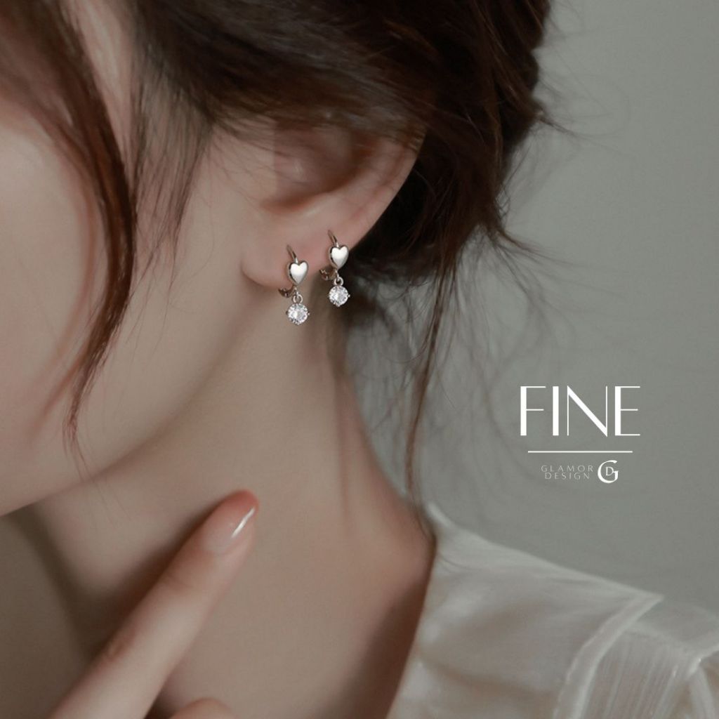 GLAMOR✨ตุ้มหูเงิน Fine ตุ้มหูห่วง ตุ้มหูเพชร ต่างหูรูปหัวใจ ต่างหูเงิน ต่างหูแฟชั่น ต่างหูเท่ๆ